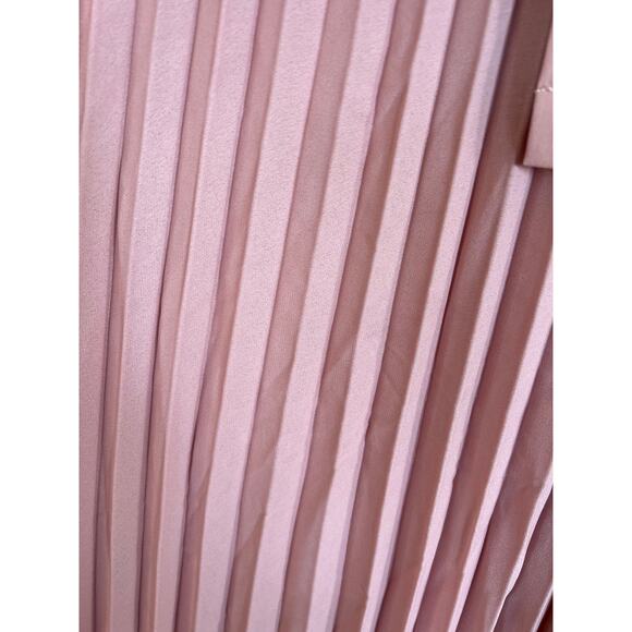 Patchwork Pink Asymmetrical Midi Skirt with Pleated Bottom, women's size L  NWT - Picture 3 of 9